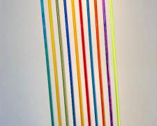 Chromolight 72MC10, 2018, spray enamel on acrylic rods, 73 x 32"