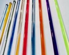 Chromolight 72MC10, 2018, spray enamel on acrylic rods, 73 x 32"