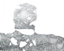 Lorena Morales, "My Other Home: Incomplete Cities (Falcon)", 2019, micron marker on mylar, 20 3/8 x 16 3/8 x 4"