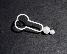 Victor Beckmann, "The Boy's Pearl Pin", 2025, freshwater pearls, sterling silver, 1 1/2 x 1/2 x 1/4"