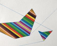 Color in Present Time: Spatial III, 2018, acrylic on paper, s.s. 9 x 12" / f.s. 12 1/4 x 15 1/4"