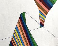 Color in Present Time: Spatial V, 2018, acrylic on paper, s.s. 9 x 12" / f.s. 12 1/4 x 15 1/4"