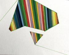 Color in Present Time: Spatial VI, 2018, acrylic on paper, s.s. 9 x 12" / f.s. 12 1/4 x 15 1/4"