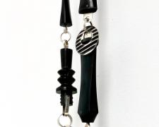 Smoke'n, 2020, necklace: sterling, vulcanized rubber pipe stems, cubic zirconia, 48" length