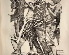 In Line (small), 2015, lithograph, 11 1/2 x 9"