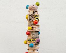 "In Over Your Head", 2024, fired ceramic and glaze, 36 x 7 1/2 x 6 3/4"