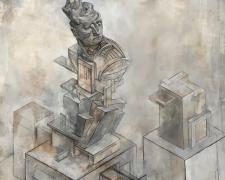 Isometric Studies, 2016, graphite, acrylic on panel, 26 x 20 x 3"