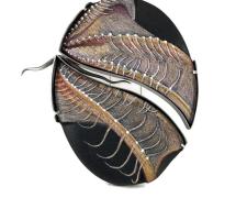 Jessica Jacobi, "Dubious Caress", 2022, copper, poplar, Prismacolor pencil, sterling silver, 5 1/2 x 4 1/2 x 1 1/2"