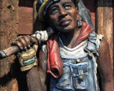 John Henry (large), 2015, ceramic, mixed media, 31 1/4 x 14 3/4 x 6 3/4"