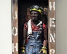 John Henry (small), 2015, ceramic, mixed media, 26 3/4 x 12 x 5 1/2"