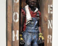 John Henry (small), 2015, ceramic, mixed media, 26 3/4 x 12 x 5 1/2"