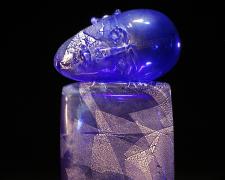 Cobalt Sleeping Bust on Plinth, 2015, glass, 14 1/2 x 9 1/2 x 5 1/2"