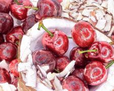 Julie Brook Alexander, "cherries and coconut", 2024, archival inkjet pigmented print, i.s. 11 x 15" / f.s. 14 1/4 x 18"