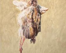 "Hanging Dead Fowl" (detail), 2019 acrylic wash on paper, i.s. 12 1/4 x 7 1/4" / f.s. 19 1/4 x 14 1/2"