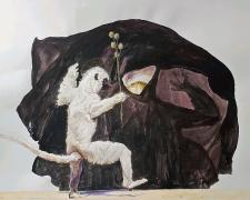 A Saintly Monkey Took Pity On An Ogress, 2020, acrylic on paper, p.s. 15 x 20"