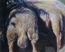 "Sheep in Shade" (detail), 1996, acrylic on paper, i.s. 16 x 10"/ f.s. 23 1/4 x 17 1/4"