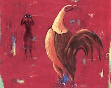 Cock, 2004, oil, acrylic, paper on canvas, 25 x 22", (Secondary Market)