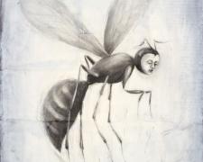 Wasp-woman, 2005, oil, acrylic, paper on canvas, 24 x 18"