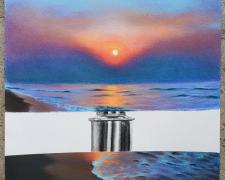 Kingsley Onyeiwu, "Chasing the Sun", 2021, soft pastel on paper, i.s. 15 x 12 3/4" / 19 x 17" matted
