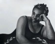 Kingsley Onyeiwu, "While Time Passes", 2021, charcoal on paper, i.s. 15 x 20" / 19 x 24" matted