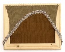 "Landscape", 2023, pine frame, handmade rope, cotton yarn, nails, 8 x 10"