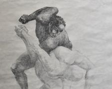 Wrestler, 2019, lithograph, 15 x 13"