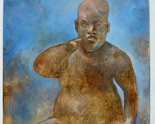 "Letter to Olmec", c. 2020, graphite and acrylic on cotton paper, i.s. 10 1/4 x 7 3/4"