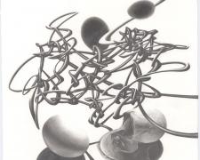 "Like Attracts Like", 2015, graphite on paper, i.s. 14 1/2 x 13" / f.s. 23 x 19"