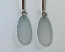 Heidi Gerstacker, "Long Drop Earrings" (2), 2022, sterling silver, frosted quartz drop, 1 1/2"