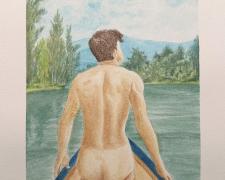 "Looking Up", 2026, watercolor and color pencil on paper, 11 x 7 1/2"