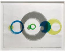 Lunar Eclipse, 2018, colored acetate and mesh on embossed paper, s.s. 22 x 30" / f.s. 26 1/2 x 34"