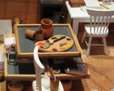 Lydia Bodnar-Balahutrak, "Artist Studio (Boxed Series)", 2000, assemblage, 12 x 13 x 13" (detail)