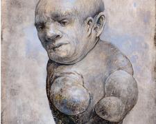 "Canopic Jar Figure", 2022, graphite and acrylic on paper, 10 x 6"