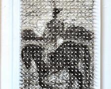 Marcos Hernández Chávez, "Los Dos Amigos II", 2022, woven yarn on hand built peg board, 48 x 24" panel