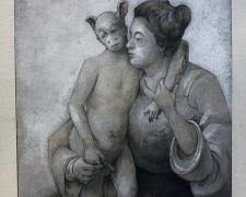 Mary Cassatt, 2017, graphite, ink, acrylic on panel, p.s. 12 1/4 x 9" / f.s. 17 1/8 x 13 7/8"