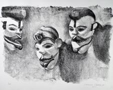 Leamon Green, "Mask Three", 2011, lithograph, ed. 1/20, 12 x 17"