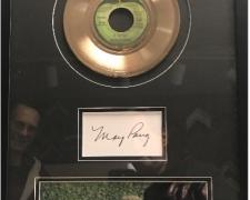 May Pang, "#9 Dream Gold Record with California Grass (color), Palm Springs, CA 1974", framed gold record replica of "#9 Dream" and color giclée of "California Grass", framed: 18 x 28"