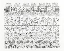 "Migration", 2018, ink on Stonehenge paper, 6 x 7"