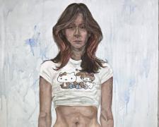 Dean Mills, "Hangry", acrylic on canvas, 81 x 37 1/2"