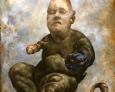 My Father as Metaphysical Specimen, 2014-18, acrylic on panel, 18 x 16 x 2 1/2"