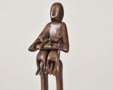 "Man with Two Cats", 1987, bronze, 8 1/2 x 2 1/4 x 2 1/2", edition of 10