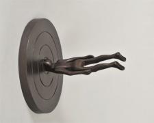 "Man and Dartboard", 1997, bronze, 9 x 9 x 8 3/8", edition of 6