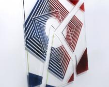 Nowhere (view 2), 2016, spray enamel on plexiglas, 32 x 32"