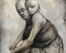 Object II, 2018, graphite, acrylic on panel, 12 x 9 x 2 1/2"