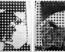 黒白、猫_BlackWhite, cats "黒白、猫_BlackWhite, cats", 2020, graphite on paper, 56 x 56" each (diptych)