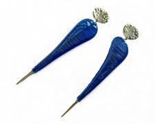 Jessica Jacobi, "Prickly Pod Earrings, Blue", 2025, sterling silver, enamel-coated copper wire