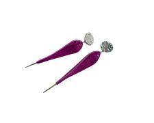 Jessica Jacobi, "Prickly Pod Earrings, Pink", 2025, sterling silver, enamel-coated copper wire