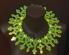 "Radial Gothic", 2012, neckpiece: hand-cut sheet acrylic and sterling silver, 13 x 13 x 1/8"