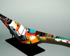 Funky Monkey (View 2), 2014, kiln cast and drop formed mosaic glass, 6 x 9 x 45"
