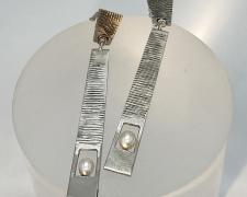 Edward Lane McCartney, "Reliquary II", 2023, earrings: fabricated sterling and pearls